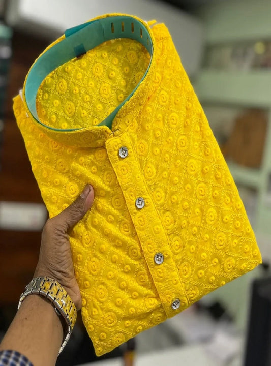 Chikankari Embroidery Work Only Men Kurta SP