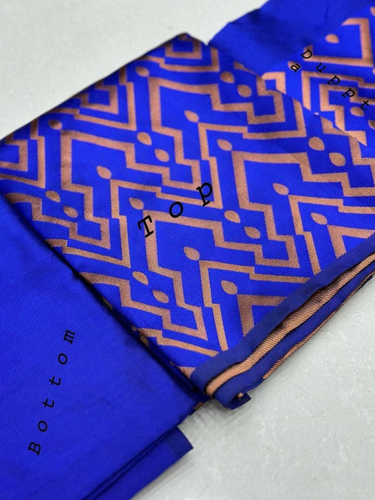 Copper Zari Weaving Silk Salwar Kameez With Dupatta