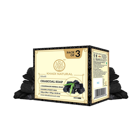 Khadi Natural Herbal Natural Charcoal Soap Pack of 3 (125gm*3) (375gm)