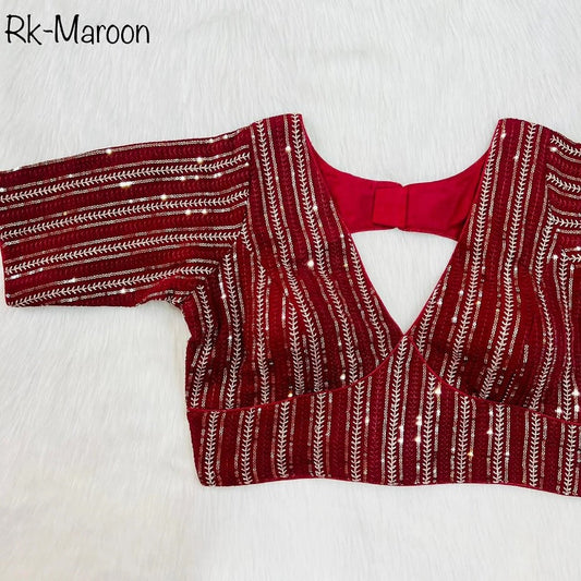 Faux Georgette With Zari Sequence Work Ready made Blouse 14-RK1