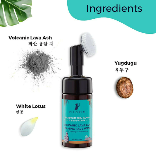 Pilgrim Volcanic Lava Ash Foaming Face Wash with Brush -120 ml