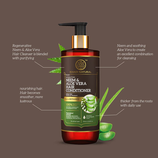 Khadi Natural Neem & Aloe Vera Hair Conditioner - Paraben, Silicones, Sulphate, Color, Salt & Artificial Fragrance Free-310 ml
