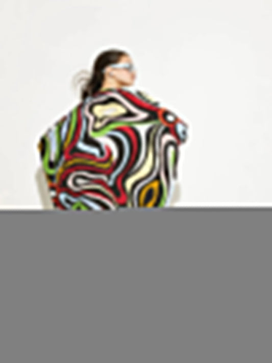Casual Wear Silk Crepe Abstract Printed Free Size Kaftan J5699