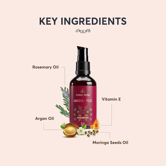 Avimee Herbal Madhu Plus herbal hair serum with SPF 15 Reduces Frizz & Detangles Hair For Dry, Flyaway & Frizzy Hair 50 ML