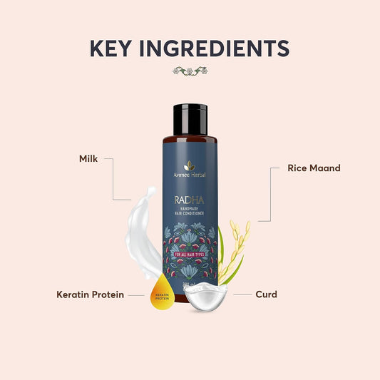 Avimee Herbal Radha Hair Conditioner for All Hair Type Makes Hair Silky Soft For Damaged & Weak Hair 200 ml