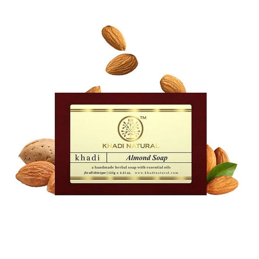 Khadi Natural Almond Soap, 125g Herbal Bathing Bar Natural Soap with Essential Oils Restores moisture contentSuitable for All Skin Types