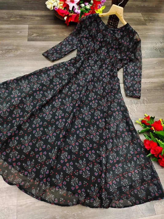 Indian Women Georgette Anarkali Kurti Readymade Fancy Dress SV