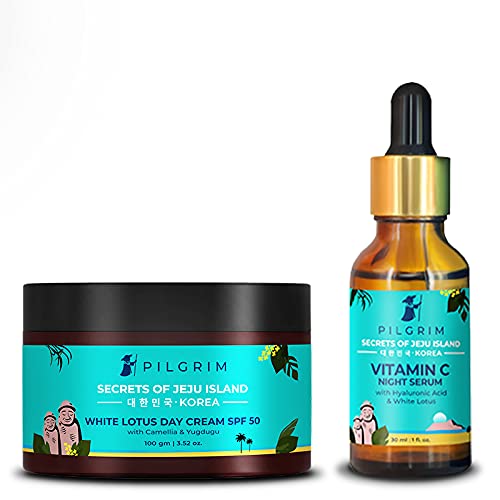 Pilgrim Vitamin C Night Serum 30ml ace Cream with SPF 50 100 gm
