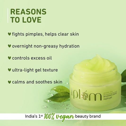 Plum Green Tea Renewed Clarity Night Gel Moisturizer With Glycolic Acid :- 50 gm