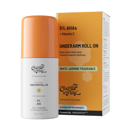 Chemist at Play UnderArm Roll-On with 5% AHA, - |White Jasmine Fragrance|Alcohol Free-40ml