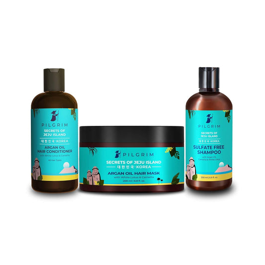 Pilgrim Jeju Shampoo, Argan Oil Hair Mask,Argan Oil Hair Conditioner 200ml