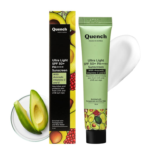 Quench Vitamin E Ultra Light SPF 50+ PA++++ Sunscreen for Glowing Skin -15ml