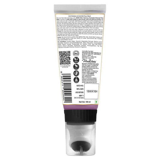 Wow Skin Science Activated Charcoal Face Wash Gel - 100 gms
