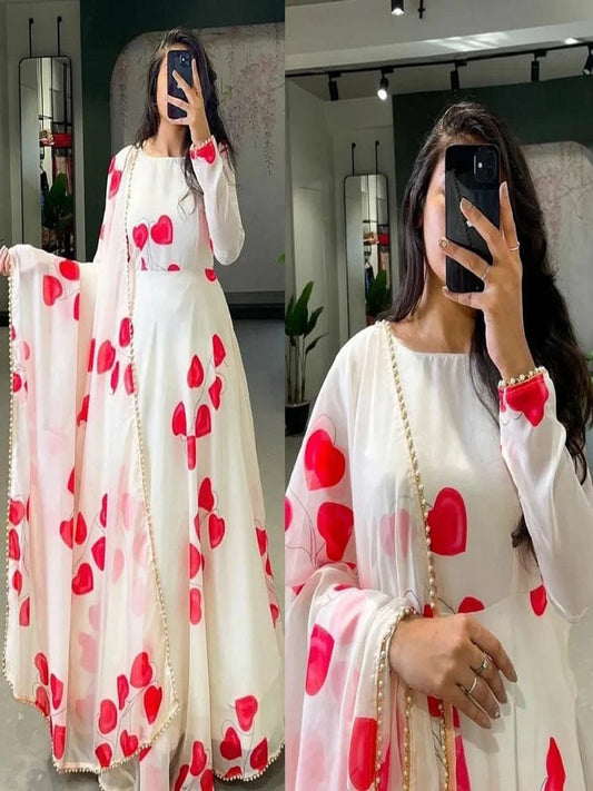 Women's Georgette Long Gown Anarkali Dress With Dupatta Party Wear Dress 13-MA1