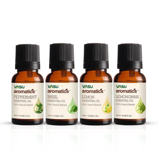 Vasu Aromatics Combo of Basil & Peppermint & Lemon & Lemongrass Essential Oil - 40 ml