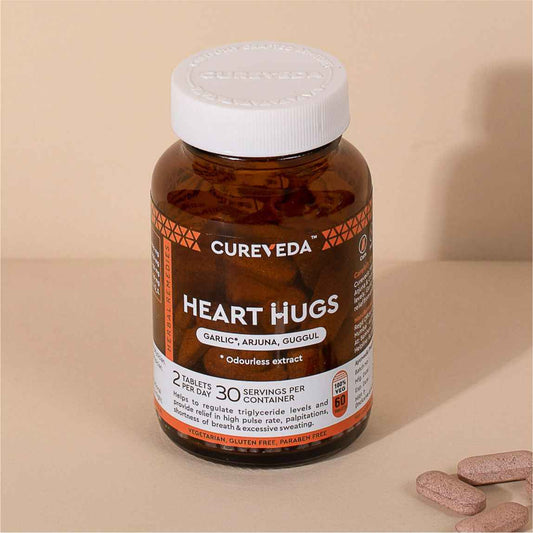 Cureveda Heart Hugs - Herbal Wellness Tablets for Cardiovascular Support (60 Count)