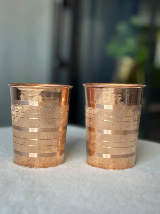 Copper silver touch water glass - 300ml - Pack of 2