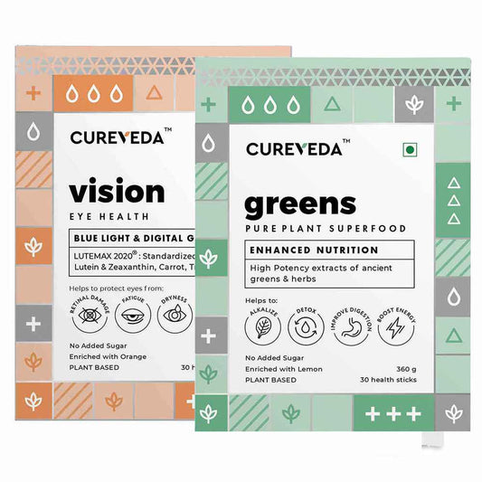 Cureveda Greens & Vision Wellness Combo - Natural Immunity & Wellness Support