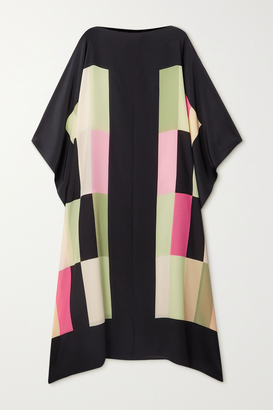 Black Soft Silk Crepe Kaftan, Caftan For Women's