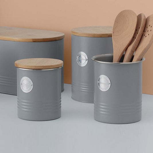 Living Grey Coffee Storage Jar with Bamboo Fabric Lid | Single