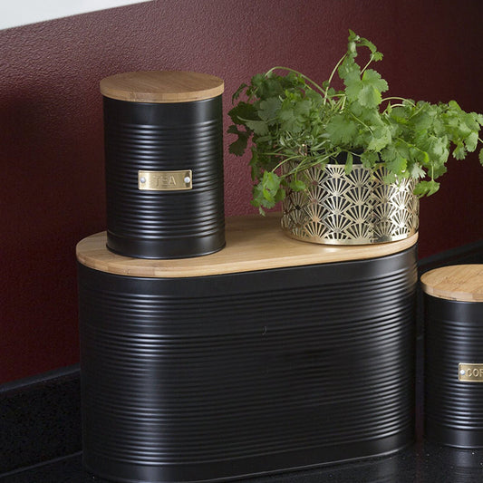 Otto Tea Storage Black Canister with Bamboo Fibre Lid