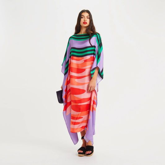 Digital Printed Caftan, Soft Silk Crepe Kaftan