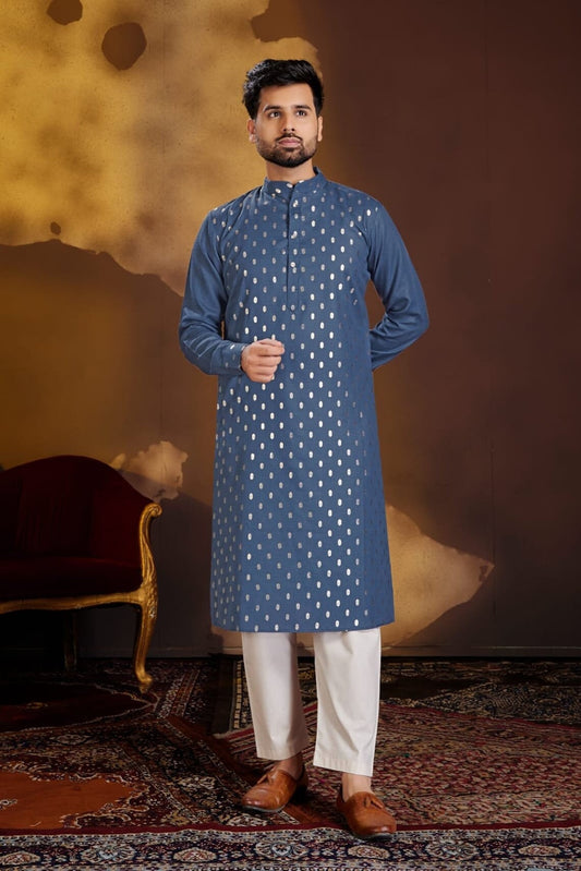 Pure Cotton With Foil Print Butti Work Kurta Pajama