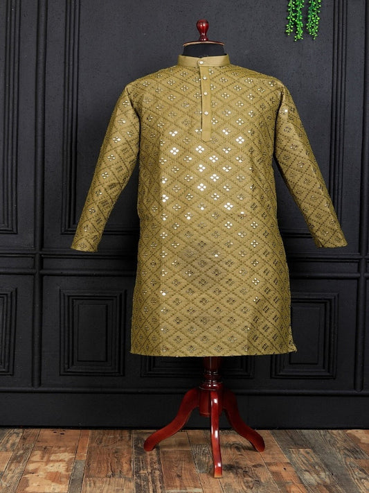 Traditional Men Banglori Silk Slub Mirror Work Only Kurta 16-SD1