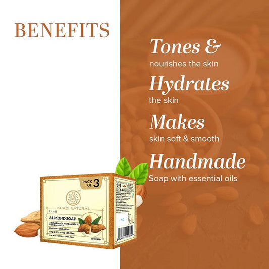Khadi Natural Almond Soap (Pack of 3)