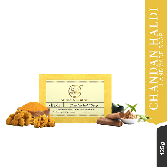 Khadi Natural Chandan Haldi Handmade Herbal Soap, 125 g