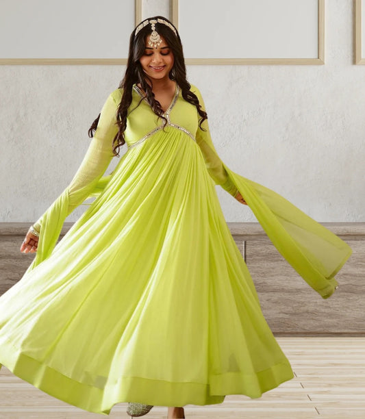 Georgette With Full Sleeves Long Gown Anarkali Dresses