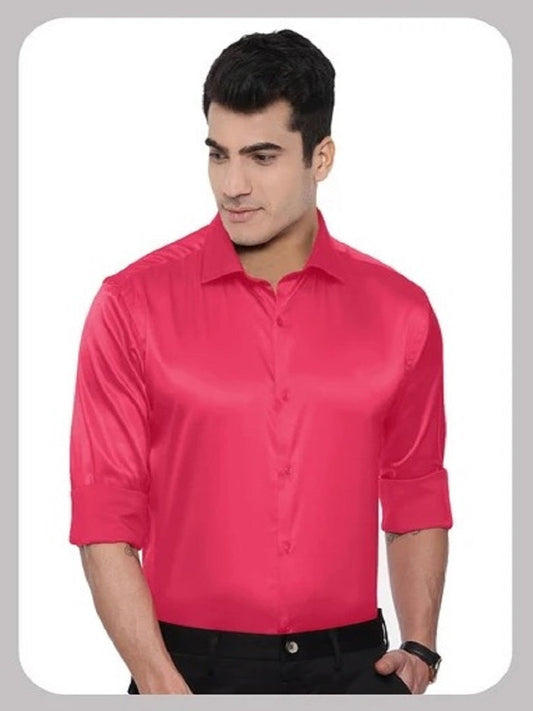 Men's Ultra Satin Shirt Long Sleeve Slim Business Formal Casual Tops Classic