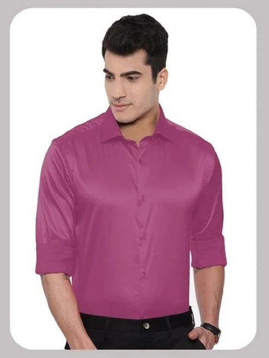 Men's Ultra Satin Shirt Long Sleeve Slim Business Formal Casual Tops Classic