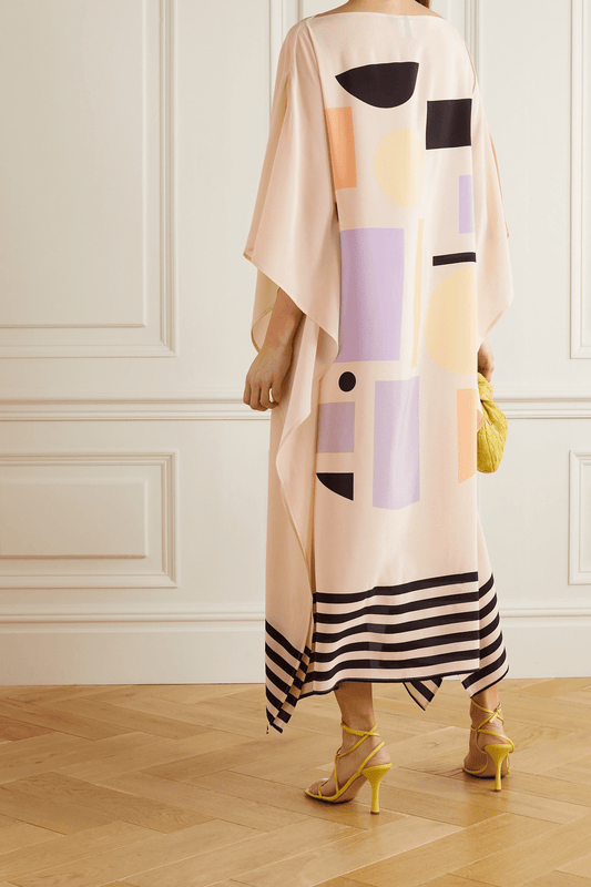 Cream Caftan For Women's, Soft Silk Crepe Kaftan