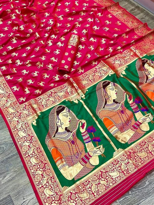Banarasi Silk Pure Zari Golden Weaving Rich Pallu Saree