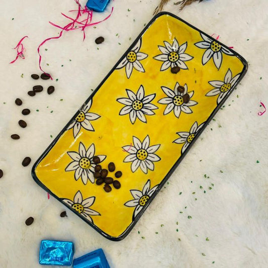 Alexa Yellow Floral Ceramic Platter