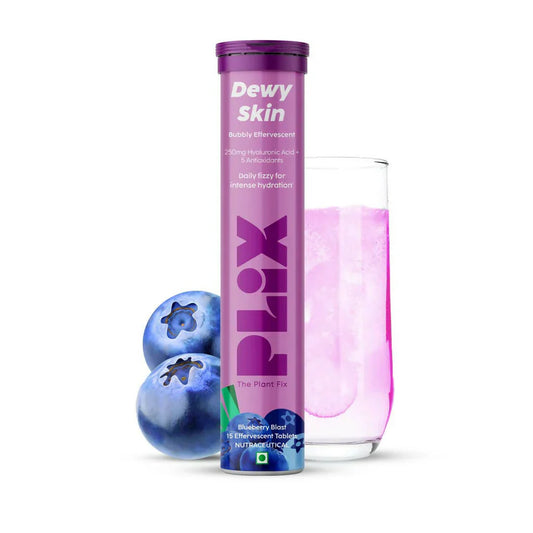 PLIX - THE PLANT FIX Hyaluronic Acid 15 Effervescent Tablets  | Blueberry Flavor Pack Of 1 |