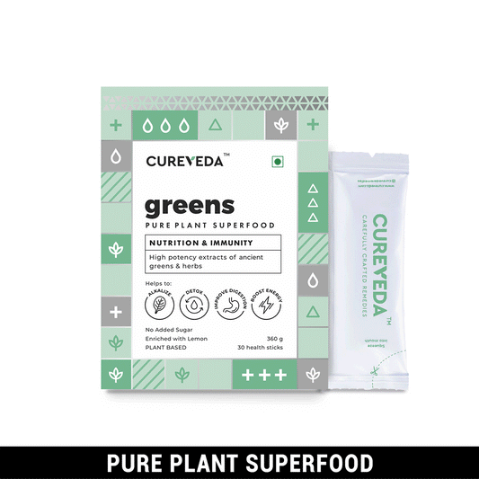 Cureveda Greens Superfood Powder – 360g | Vegan Plant-Based Nutrition Blend