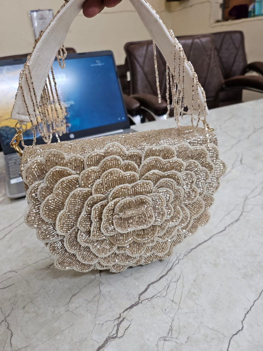 Designer Rose Flap Clutch