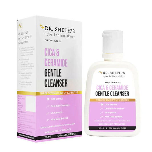 Dr. Sheth's Cica & Ceramide Gentle Cleanser Hydrating Face Wash For Normal, Dry & Sensitive Skin -125 ml