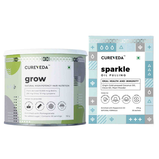 Cureveda Grow & Sparkle Herbal Combo – Hair Health & Immunity Support