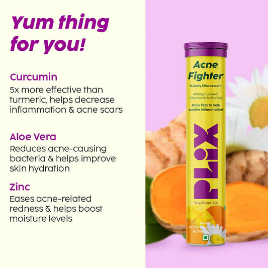 PLIX The Plant Fix Acne Fighter Effervescent Tablets - Mango -15 tabs